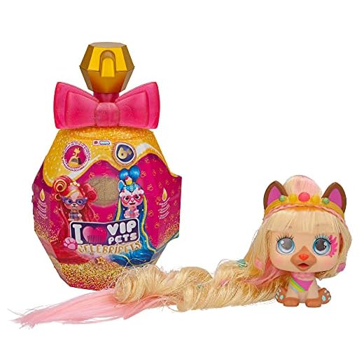 VIP Pets Celebripets | Muñeca perrita Sorpresa Inspirada en celebridades con 10 Accesorios para peinar y Colorear el Pelo Extra Largo de 30cm | Juguete y Regalo para niñas y niños de +3 años