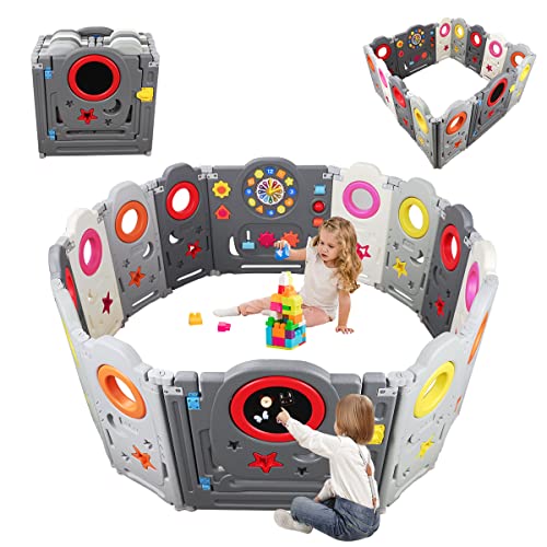Image of Baby Playpen, YOLEO Foldable Baby Playpen for Babies and Toddlers, 47 x 47 in of Play Pen, Custom Shapes, Pre-Assemble and Easy to Storage Baby Gate Playpen, Play Yard for Babies Safety