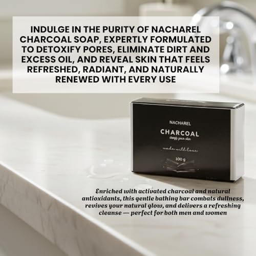 Image of Charcoal Soap | Pure & Gentle Bathing Bar for Glowing Skin | Rejuvenate & Antioxidant Soaps for Men & Women | Deep Nourishing Cleansing Bar | Soap for All Skin Types | Pack Of 1