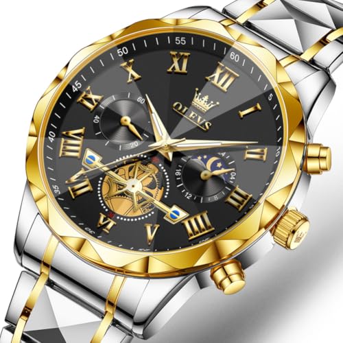 Image of OLEVS Watches for Men Chronograph Business Dress Large Face Mens Wristwatch | Stainless Steel Strap, Luminous, 30M Waterproof, Multifunction,Watch Gift for Men