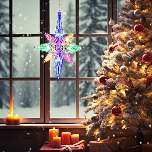 Luces de estrella de ventana Navidad LED de 27,5 cm de plástico arcoíris (1 unidad) 6