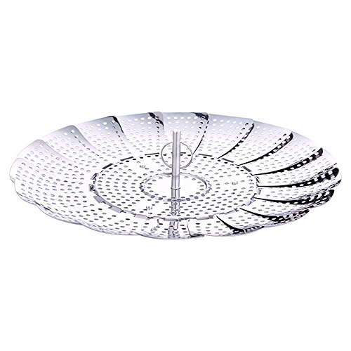 HENGRUI Steamer Basket Stainless Steel Steamer, Folded Vegetable Steamer, High Drawer Steaming Rack, Retractable Steamer Plate for Pot and Pressure Cooker Accessories, Kitchen Steamed Bun, Fruit