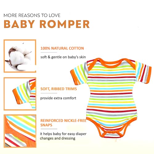 Image of VParents Rompers for New Born Baby Girl & Boy (Pack of 3), 100% Cotton Half Sleeve Romper /Bodysuit /Jumpsuit /Onesies /Sleepsuit For Infants & Toddlers, Comfortable Daily Wear Clothes For Babies