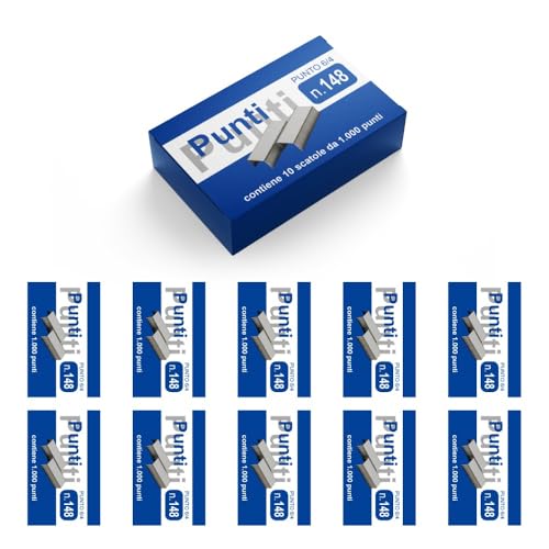 Lot de 10 paquets de 1000 agrafes métalliques 6/4 pour agrafeuses – 10000 points métalliques pour agrafeuses de bureau – compatibles avec l'art. 130/E...