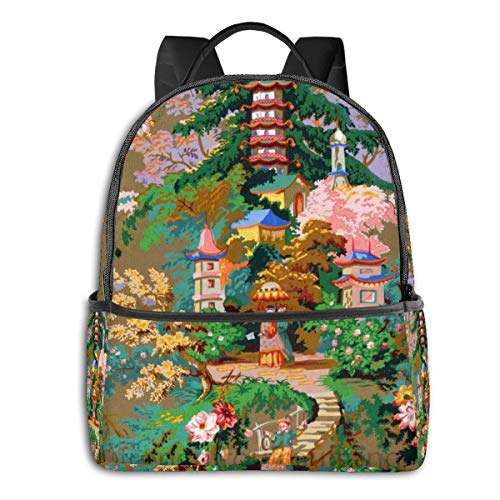 Preisvergleich Produktbild FONDSILVER Fondilver Chinoiserie Pagoda Pärchen Schulrucksack Schulranzen Student Buch Tasche Laptop Aypack für Jungen Mädchen Teenager