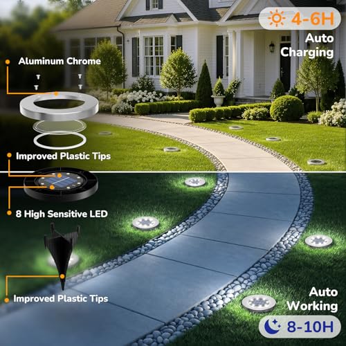INCX 4.6 inch Solar Lights Outdoor Waterproof,12 Pack Solar Lights for Outside - image 3