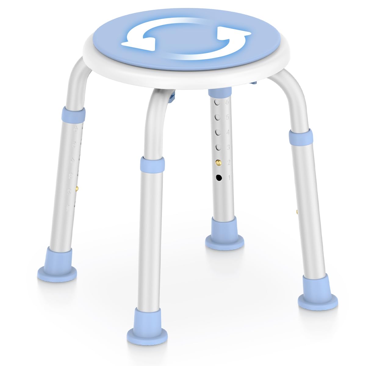 Delog Asiento de ducha giratorio de 360 grados, asiento ajustable para bañera y bañera pequeña, capacidad de 300 libras con puntas de goma antideslizantes