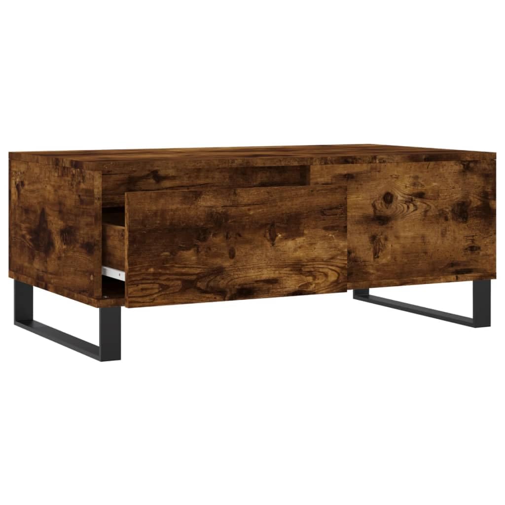 Homgoday Table basse chêne fumé 90 x 50 x 36,5 cm en bois d'ingénierie, table d'appoint pour salon, salle de réception d'invités, chambre à coucher et mobilier de bureau