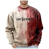 Photo Gallery problema risolto felpa da uomo senza cappuccio, maglione di halloween da uomo con schizzi di sangue, a maniche lunghe spaventose con i m ok lettera, maglietta a maniche lunghe, top taglie forti, caffè Photo Gallery problema risolto felpa da uomo senza cappuccio, maglione di halloween da uomo con schizzi di sangue, a maniche lunghe spaventose con i m ok lettera, maglietta a maniche lunghe, top taglie forti, caffè