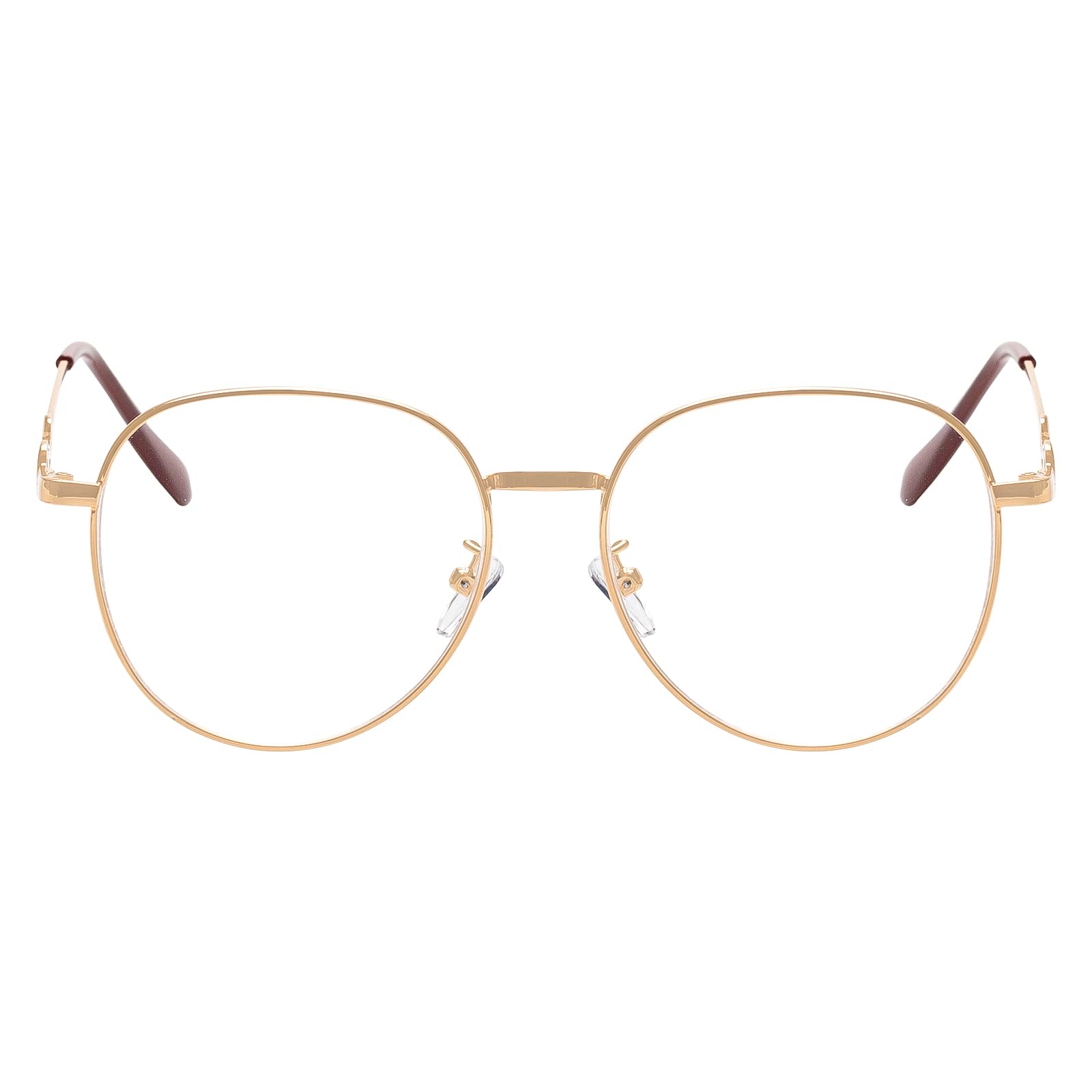 Oversized Metal Oval Reading Glasses for Women, Trendy Anti Blue Light Computer Readers, Filter UV Ray Lady Eyeglasses