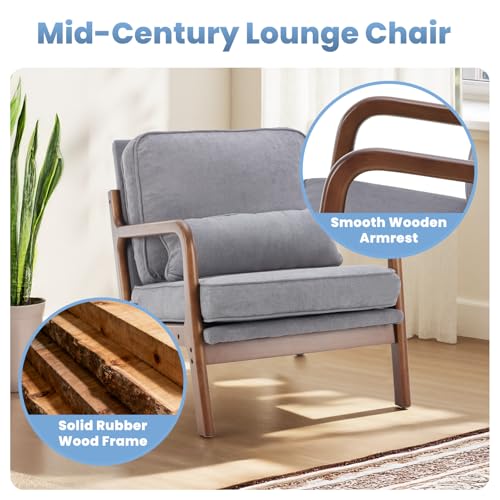 Sillón Mid Century Gris de Madera miniatura 5