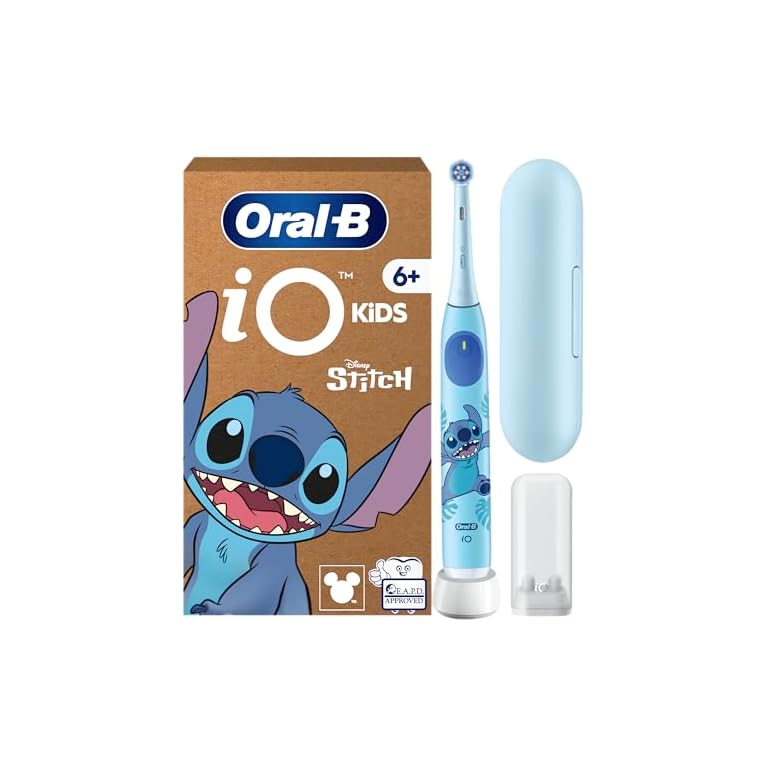Productafbeelding van Oral-B iO Kids 6+ Disney Stitch Elektrische tandenborstel incl. 1 opzetborstel, 1 reis-etui, muziektimer en 3 modi met kindvriendelijke Super Sensitive modus, voor kinderen vanaf 6 jaar voor vergelijking en koopadvies