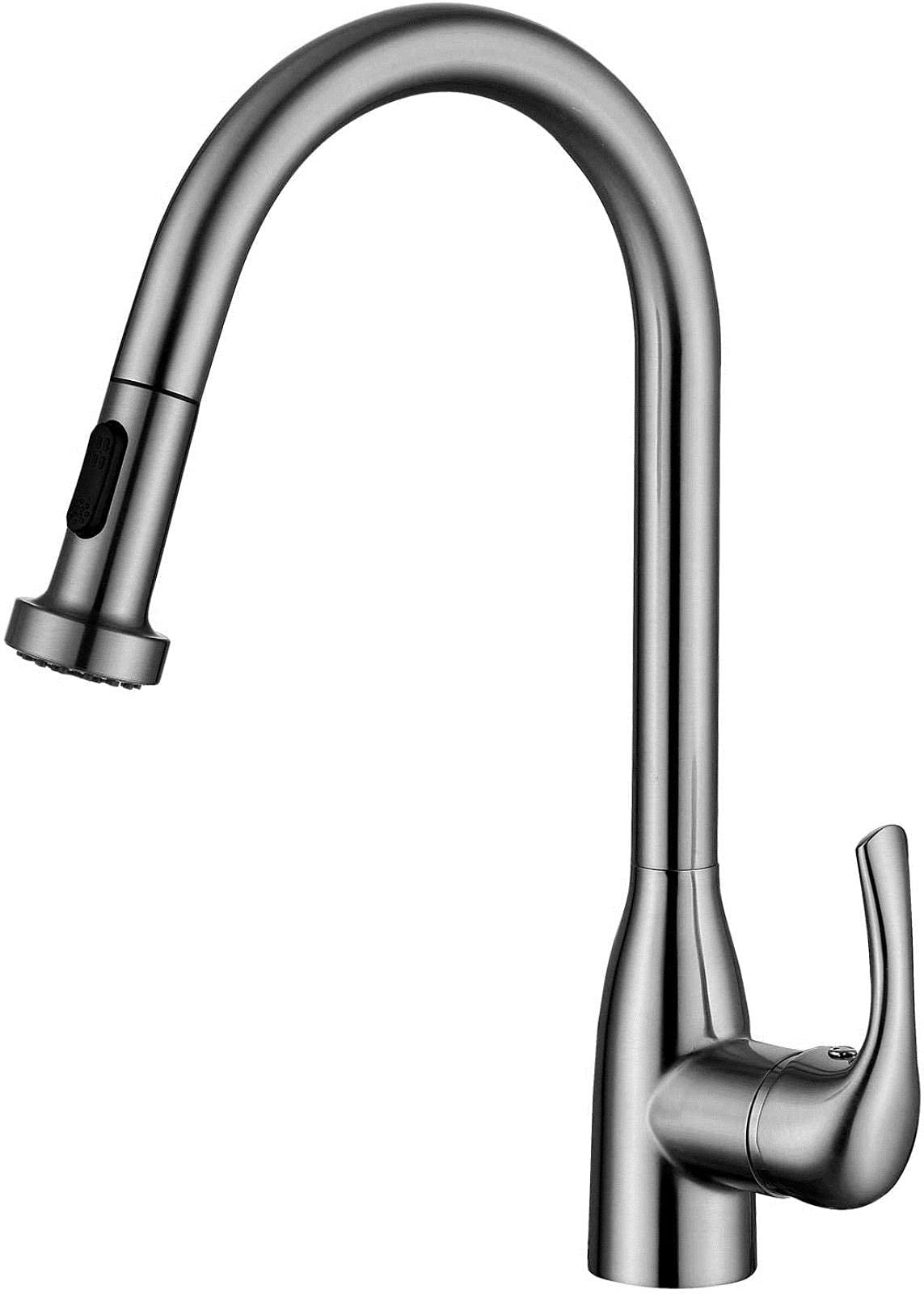 MXXQRHF Kitchen Sink Faucet with Pull Out Sprayer, 360° Swivel Kitchen Mixer Taps Stainless Steel Single Handle Kitchen Faucet Brushed Nickel, with Sprayer & Bubbler 2 Function Sink Tap