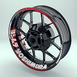 yoshimura Witterungs- und UV-beständige Felgenbettaufkleber - Beständig gegen Öl, Benzin, Salz, Schnee, Reinigungsmittel