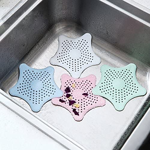 Vyoma 4 Pcs Silicone Shower Drain Strainer Hair Catcher,Bathroom Sink Stopper - Hair Blocker for Shower Drain,Drain Cover Hair Trap,Filter for Kitchen and Bathroom(Random Colors)