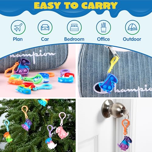 Image of JOYIN Dinosaour Pop Fidget Keychain 30 Pack Pop Fidget Toys Bulk Party Favors for Kids, Halloween Goodie Bags Stuffers Back to Student Gifts Classroom Prizes Birthday Sensory Toys