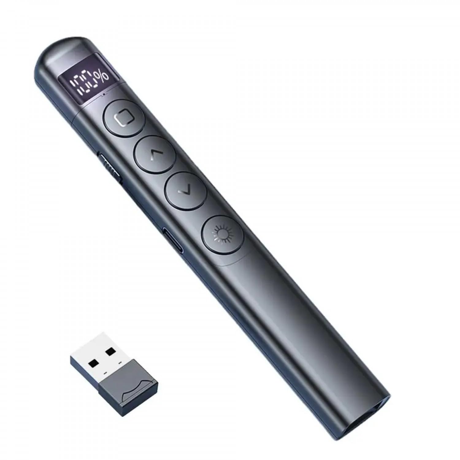 Hobimtek Dijital Ekranlı Şarjlı Lazer Sunum Kumandası Şarj Göstergeli Lazer Powerpoint Laser Pointer Slayt Atlatıcı