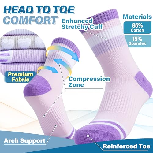 Image of ANTSANG Kids Boys Girls Athletic Cotton Socks,6 Pairs Youth Teen Crew Socks