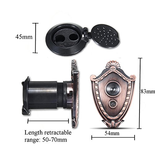 Visor para puerta y timbre 2 en 1 ABS con lente de vidrio ajustable de alta definición 180 grados ángulo amplio miniatura 7