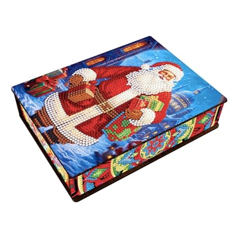 Bnibol Diamond Painting Wooden Storage Box Kit,5D DIY Art Decorative Box,Perfect for Women Girls Boys Handmade Gift. (Santa Claus) Cover