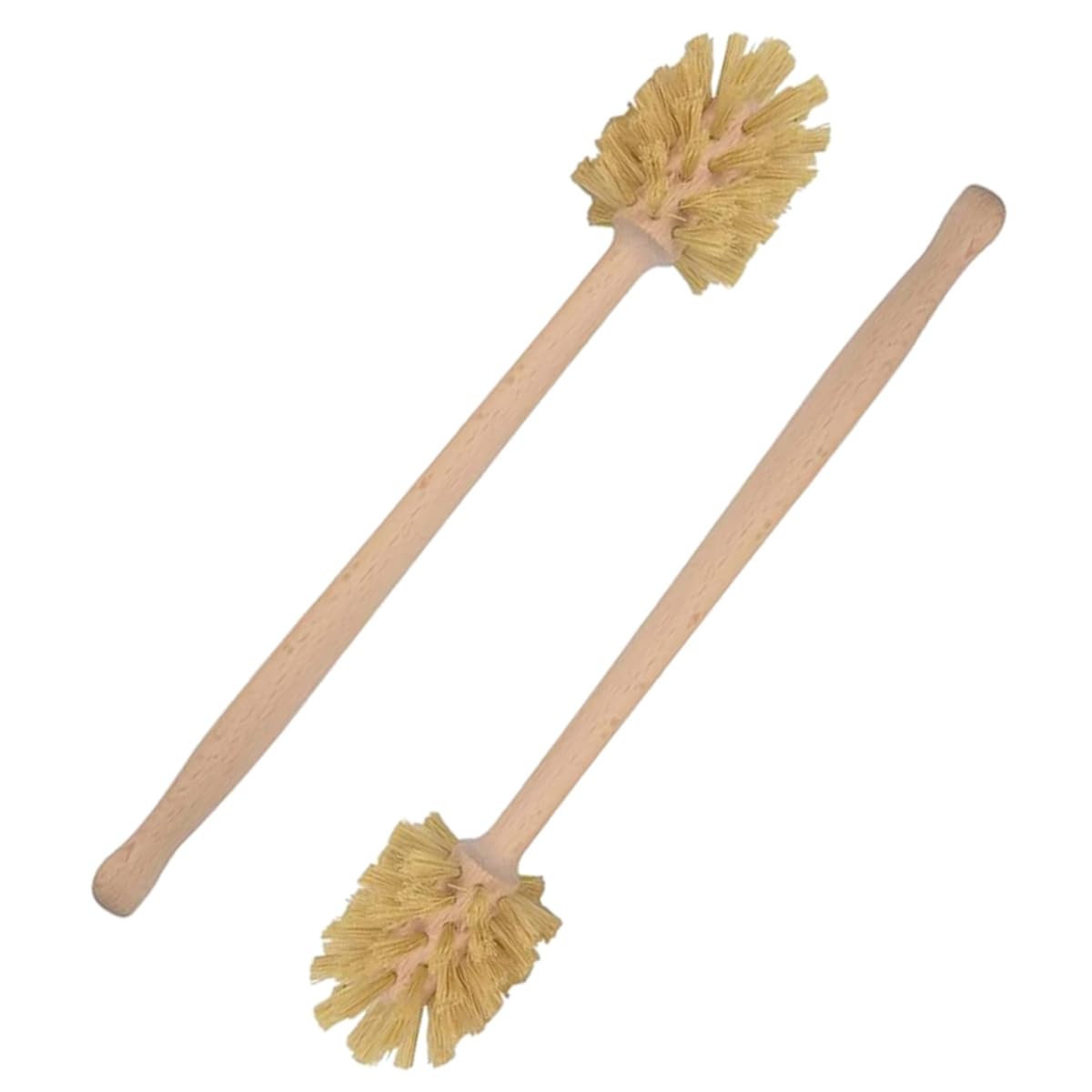 Senda Wood Colour 2Pcs Wood Toilet Brush, Beechwood Long Handle Toilet Cleaning Brush With 360° Cleaning Power