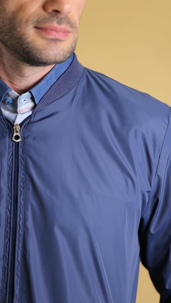 Bright moon Men's Lightweight Bomber Jacket – Stylish and Durable Men's Bomber Jacket with Comfortable Fit (US, Alpha, Large, Regular, Regular, Blue) - Image 2