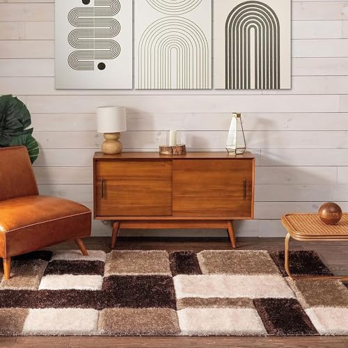 Image of SAGON Anti-Skid Shaggy Carpet Rug for Home | Ultra-Soft Plush Floor Mat for Living Room & Bedroom | Non-Slip, High-Density, Cozy Luxury Decor| 6 x 9 Feet Coffee - B