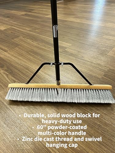 American Select Tubing Pbma24004 Heavy Duty 24" Multi-Surface Push Broom with Silver/Black Handle - Thumbnail 6