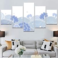 SIGNWIN 5 Panel Canvas Wall Art Modern Art Decorative Elements Fun Geometric Mixed Media Multicolor Patterns for Home Decorations Ready to Hang - 60