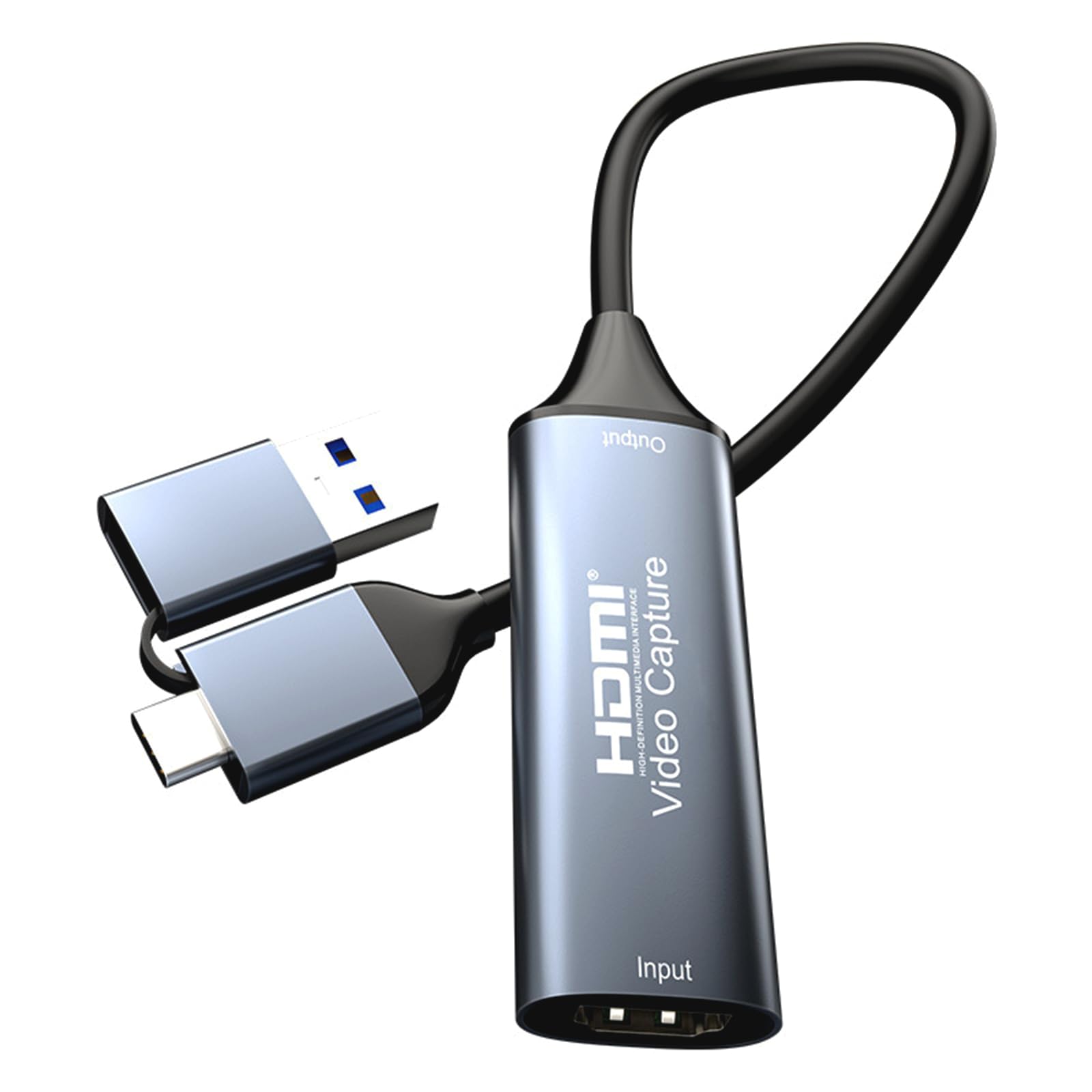 WLGQ Carte de capture vidéo HDMI vers USB - HDMI vers USB 3.0 & USB-C Grabber, 1080P 60fps, UVC/UAC Plug-and-Play, compatible avec PC, tablette, smartphone, OBS, Zoom, Twitch - Pas de pilote