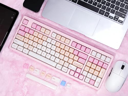 Image of ZORNHER ZH980 Pink Mechanical Keyboard,95% Cat Keyboard Cute,Kawaii Kitty Keycaps,Pink Gaming Keyboard with Number Pad,Jelly Ceramic Keycap,Creamy Sounding Switches
