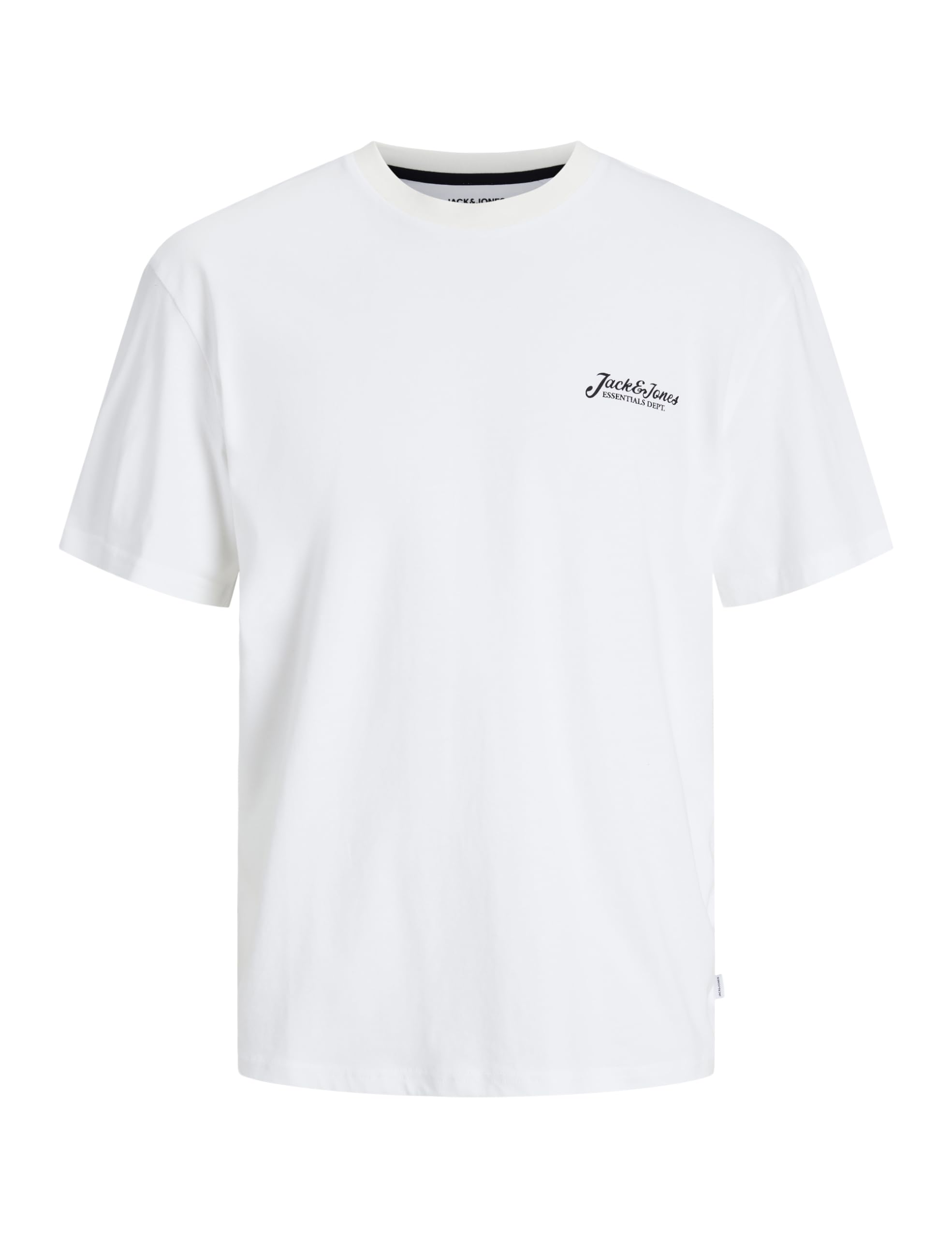 Jack & Jones Men's White Frontprint Jjbeau Tee Ss Front Print Crew Neck, Medium