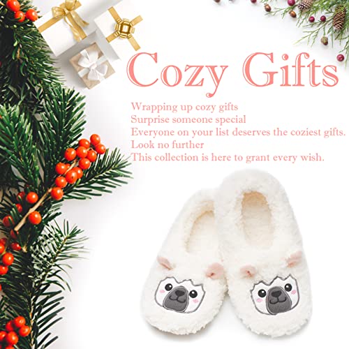 Image of The Metluks Cute Animal House Slippers, Warm Fuzzy Slipper Socks with Grippers Non Slip, Cozy Funny Gifts