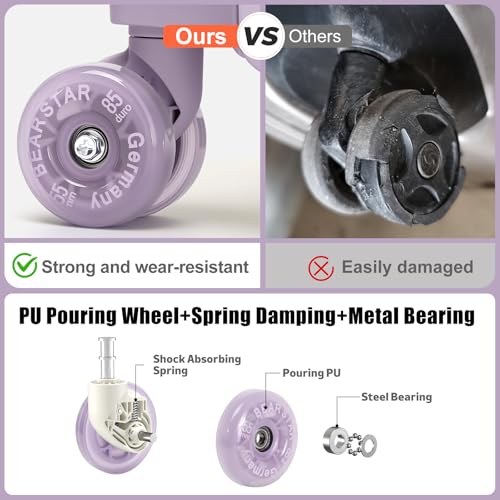 Aluminium Frame Checked-Luggage with Smooth Jelly Wheels, Hardside Zipperless Rolling Suitcase with TSA Lock (Purple, 21-Inch)3