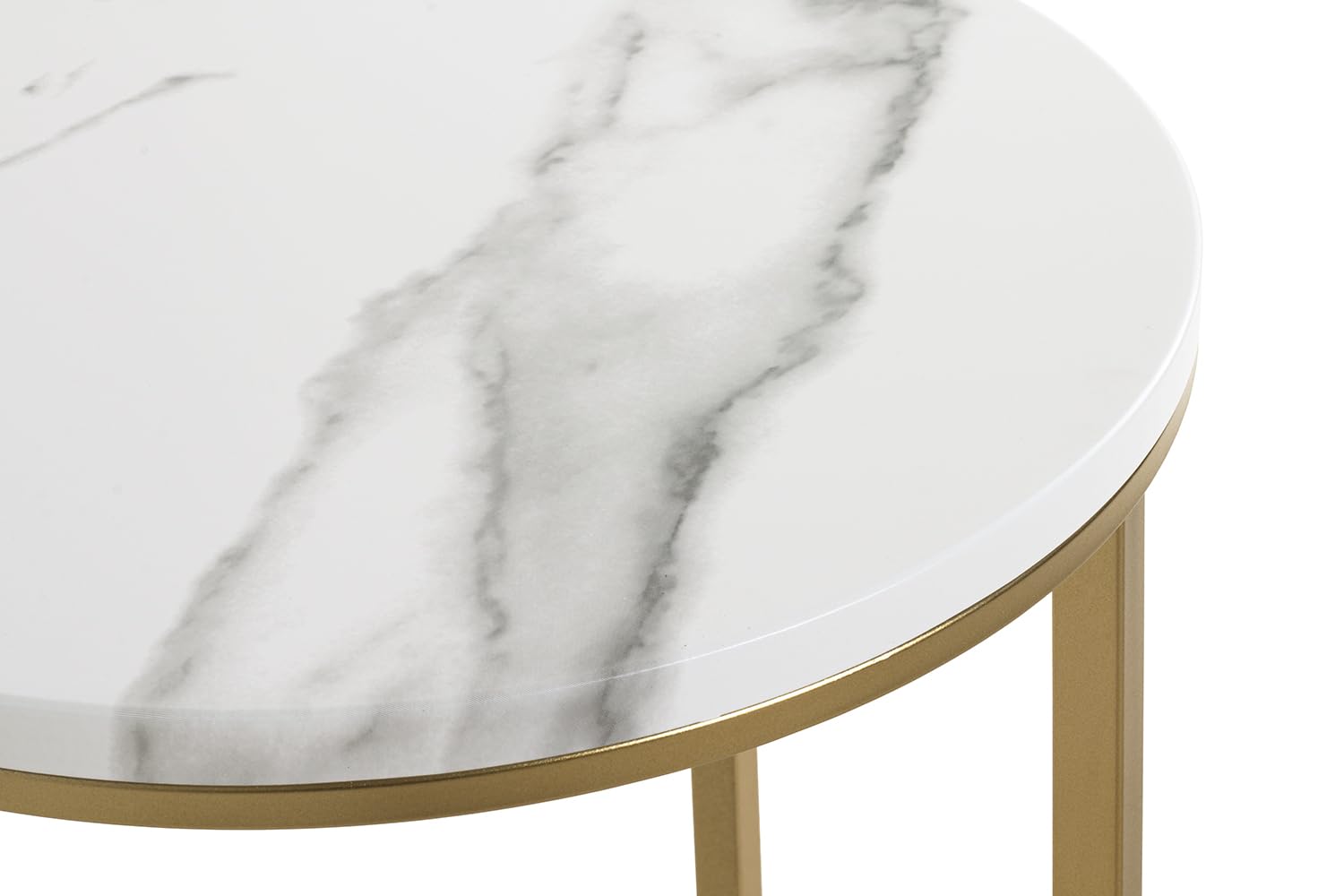 HAKU Tavolino rotondo effetto marmo dorato MDF metallo tavolino rotondo - Dimensioni: A 53 x Ø 39 cm Stile: Art Déco