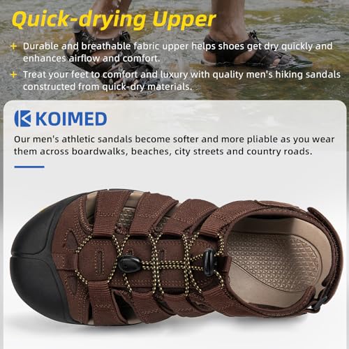 KOIMED Men's Athletic Sandals - Closed Toe Sport Hiking & Outdoor Walking Water Sandals with Anti-Slip Cushioning and Breathable Mesh3
