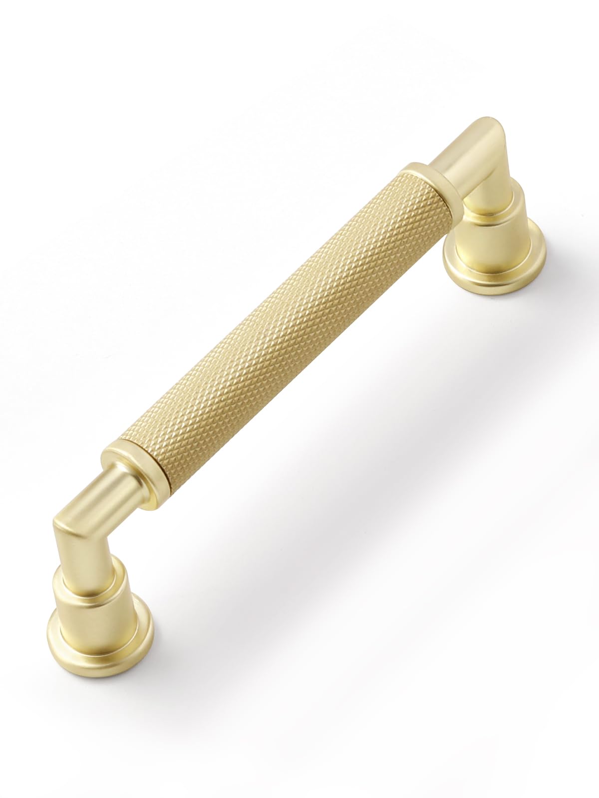 JIASENBAO 5 Pack Brushed Gold Cabinet Pulls 96mm Hole Center Knurled Vintage Drawer Pulls Bathroom Dresser Handles Hardware Bar Zinc Alloy