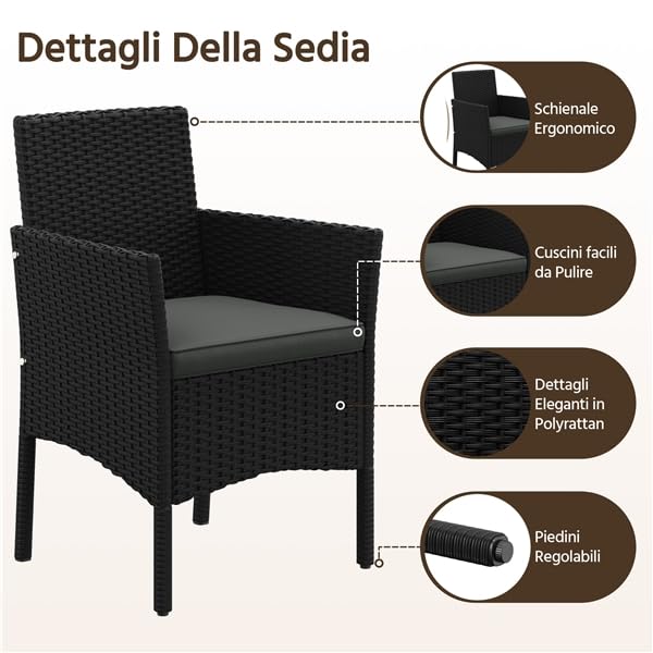 Yaheetech Set da Giardino in Rattan, 4 Posti, con divano a 2 posti, 2 sedie, tavolo e cuscini per seduta resistente alle intemperie, Salotto da Siardino Esterno, per Terrazza Balcone Patio