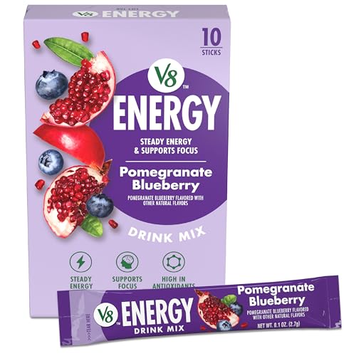 V8 Energy Pomegranate Blueberry Energy Drink Powder, .10 oz Packet (10 Count)