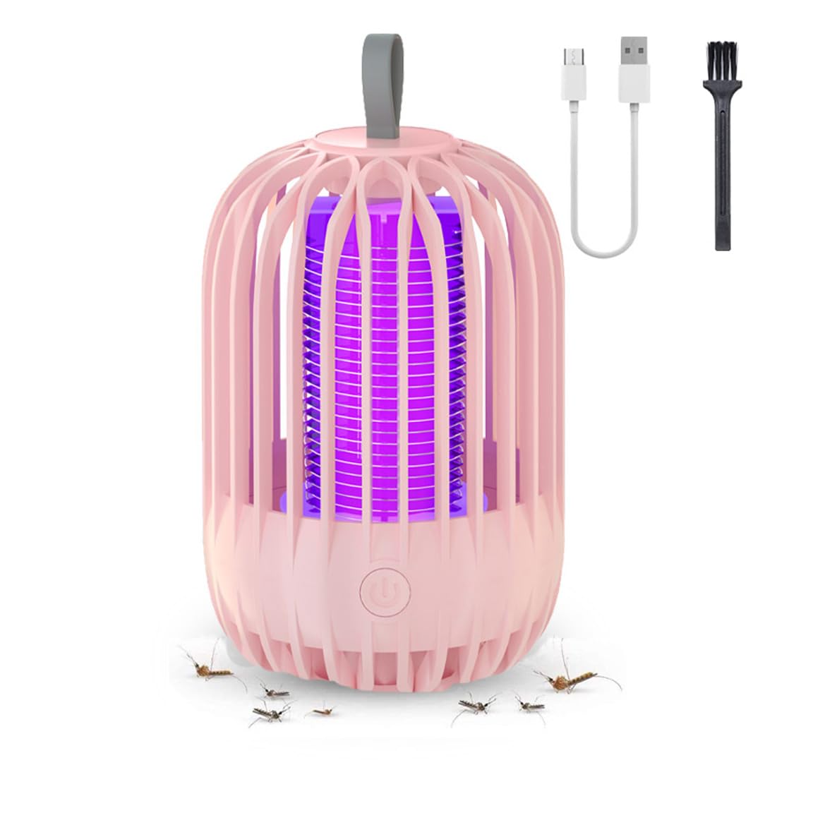 Fly Zapper, 2 in 1 Flys Trap Bug Zapper, Electric Mosquito and Flies Killer Trap Lamp with UV Light and Lighting, USB Rechargeable Portable 360° Attract Zap Flying Insect for Indoor Outdoor (Pink)