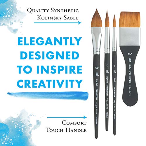 Image of Princeton Aqua Elite Watercolor Brush Box Set, Synthetic, 4 Piece, 1 Count