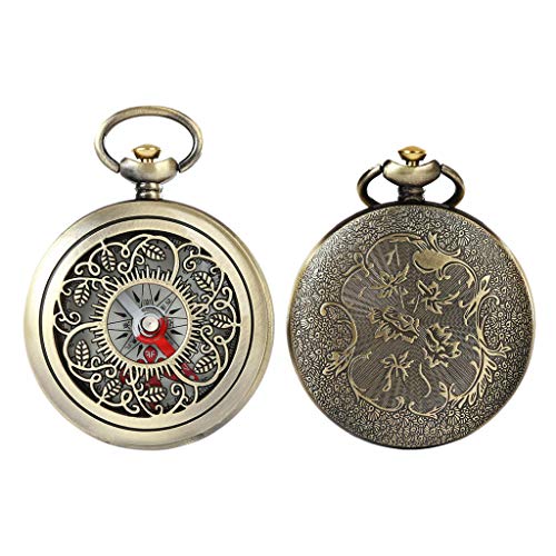 Brújula de bolsillo estilo vintage con cadena miniatura 5