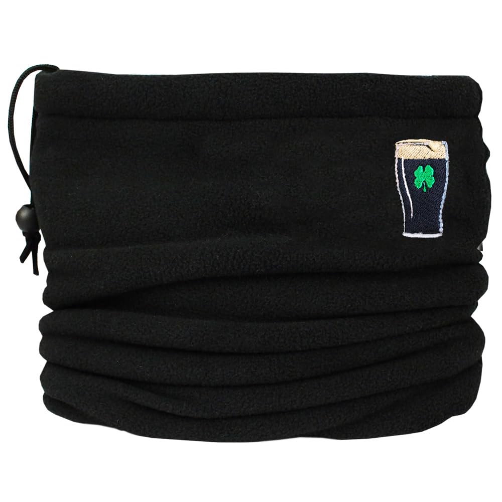 Teddyt's Men's Black Lucky Irish Beer Pint Thermal Toggle Fleece Snood (Black)