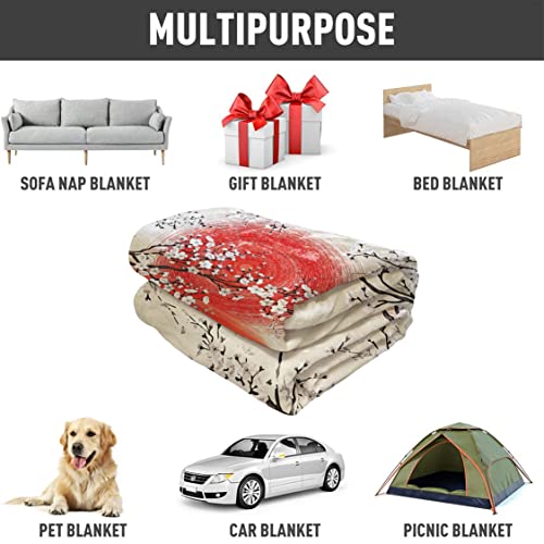 Hommomh 50" X 80" Blanket Comfort Warmth Soft Cozy Air Conditioning Easy Care Machine Wash Sakura Branches Japanese Sun And Reflection #TOP4