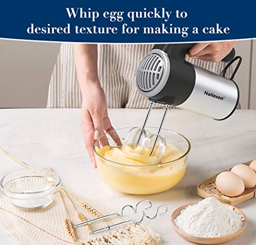 Electric Hand Mixer Lightweight Handheld Mixer for Baking Cake 5 Speed 300W Kitchen Mixer with Eggs Beaters Dough Hooks, Whipping Mixing Cookies, Brownies, Batters, Meringues, Mashed Potatoes - Thumbnail 2
