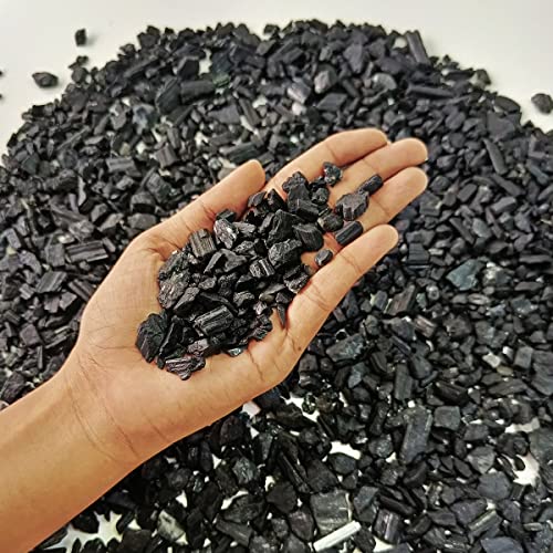Image of Healing Crystal Chips for Vastu Natural Black Tourmaline Chips Stone 50 Gm Black Tourmaline Crystal Stone Chips Dust Raw Rough Stone for Reiki Healing Meditation