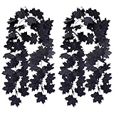TYXHXTF 2 Stück Ahornblätter Schwarz Blätter Girlande Herbstgirlande Deko Halloween Maple Leaf Decoration für Halloween Party Fireplace