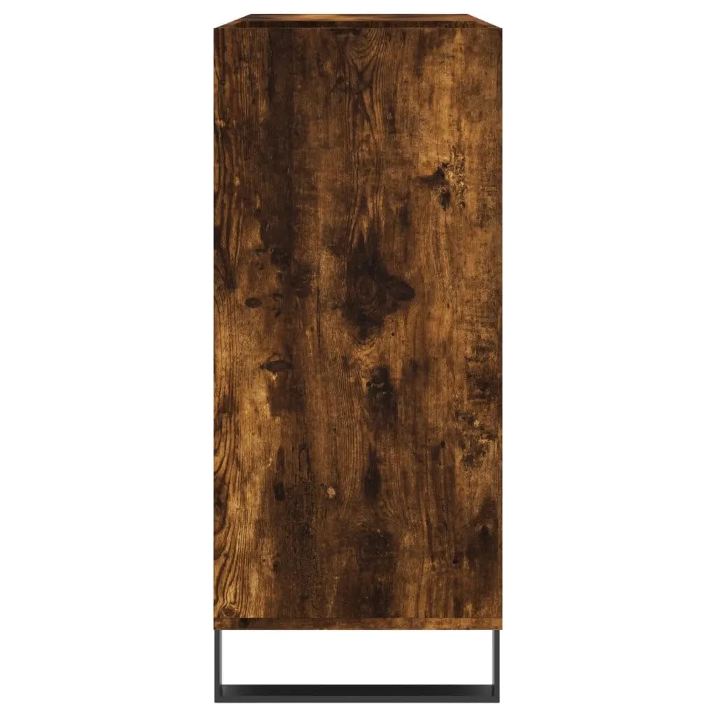 Helloshop26 Armadietto a dischi classico con ampio spazio 84,5 x 38 x 89 cm stile industriale in legno rovere fumato 02_0049179