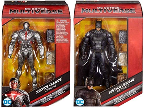 DC Comics Multiverse Justice League Movie Batman and Cyborg Exclusive Action Figure 6 Inches Bundle Set