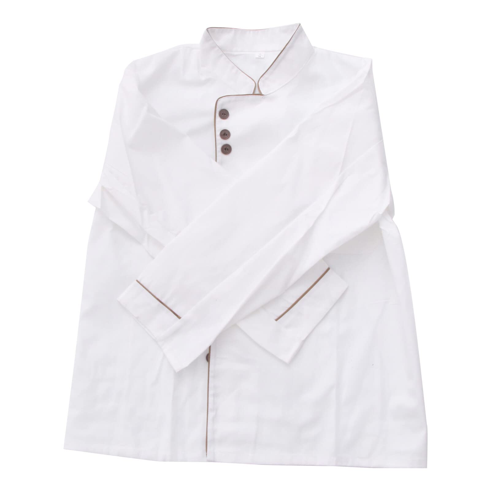 LALAFINA Unisex Long Sleeve Chef Blouse Cooking Sleeve for Bakery Hotel Restaurant White Uniform